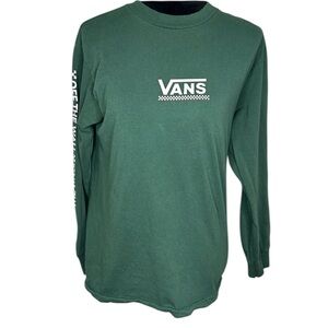 Vans Off The Wall Dark Green Long Sleeve Shirt Womens Size Small